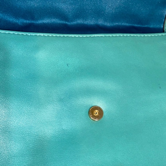 Coach Small Teal Leather Handbag W/ Gold Hardware - Picture 5 of 5
